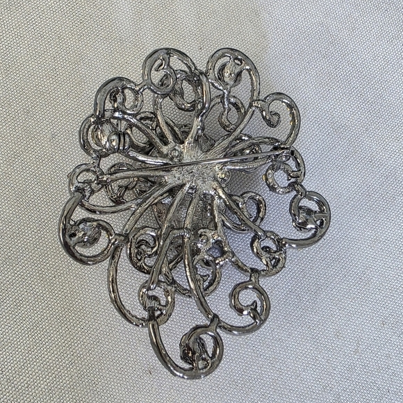 Vintage Silver With Purple Brooch Pin Pendant - Picture 6 of 8